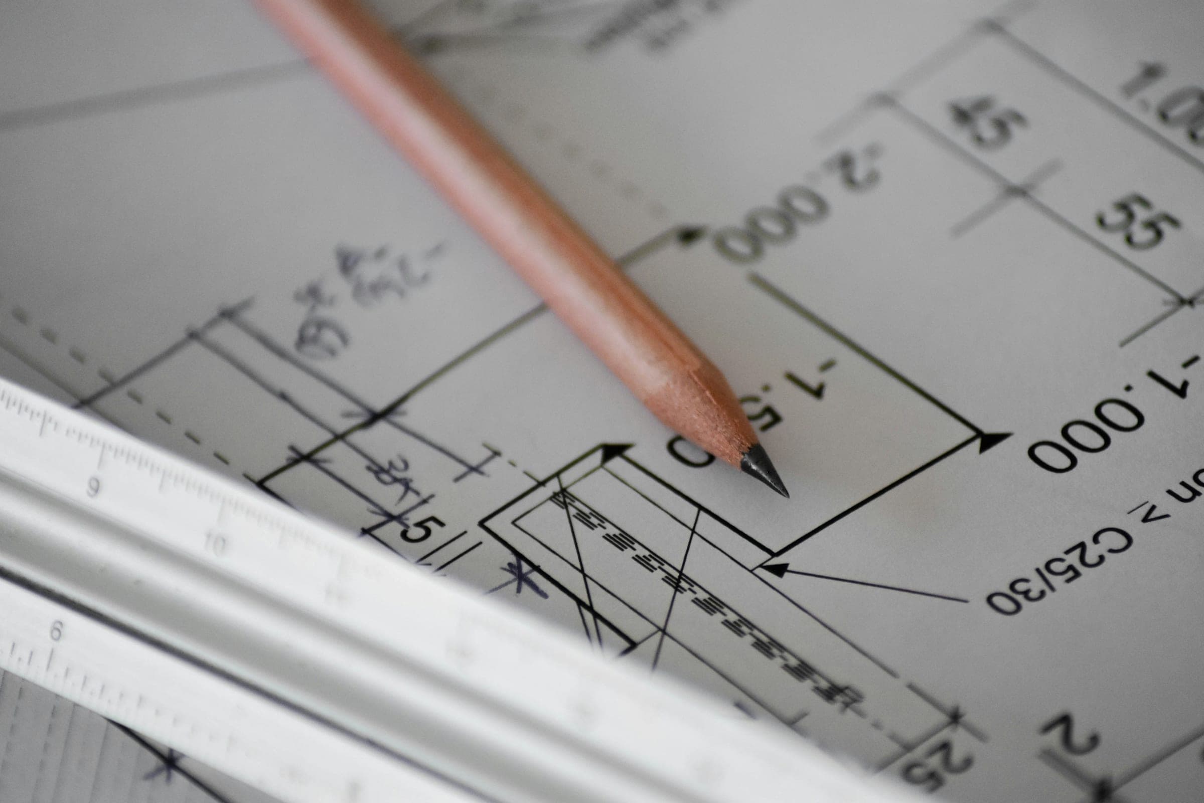 Pencil on architectural plans